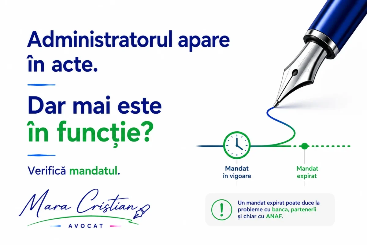 Infografic: administratorul apare în acte, dar mai este în funcție — verifică mandatul