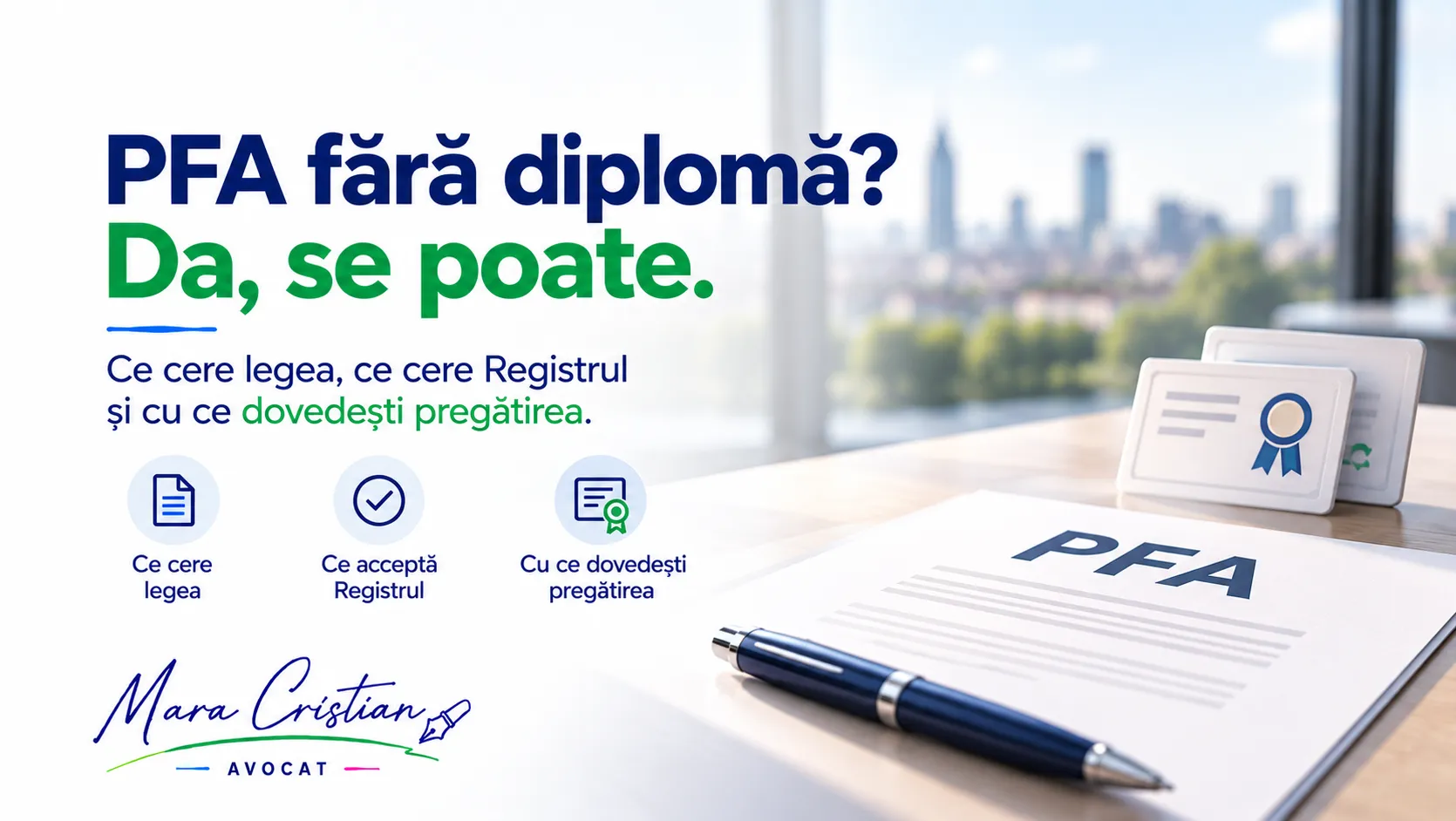 PFA fără diplomă: ce cere legea, ce cere Registrul Comerțului și cu ce dovedești pregătirea